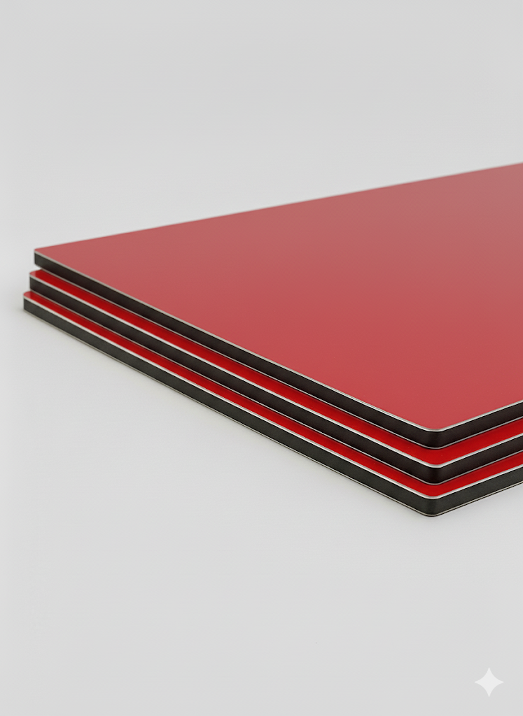 ALUMINIO COMPUESTO ALUKOMP ROJO BRILLANTE PE 3MM/0.18MM 1.22X2.44 MTS