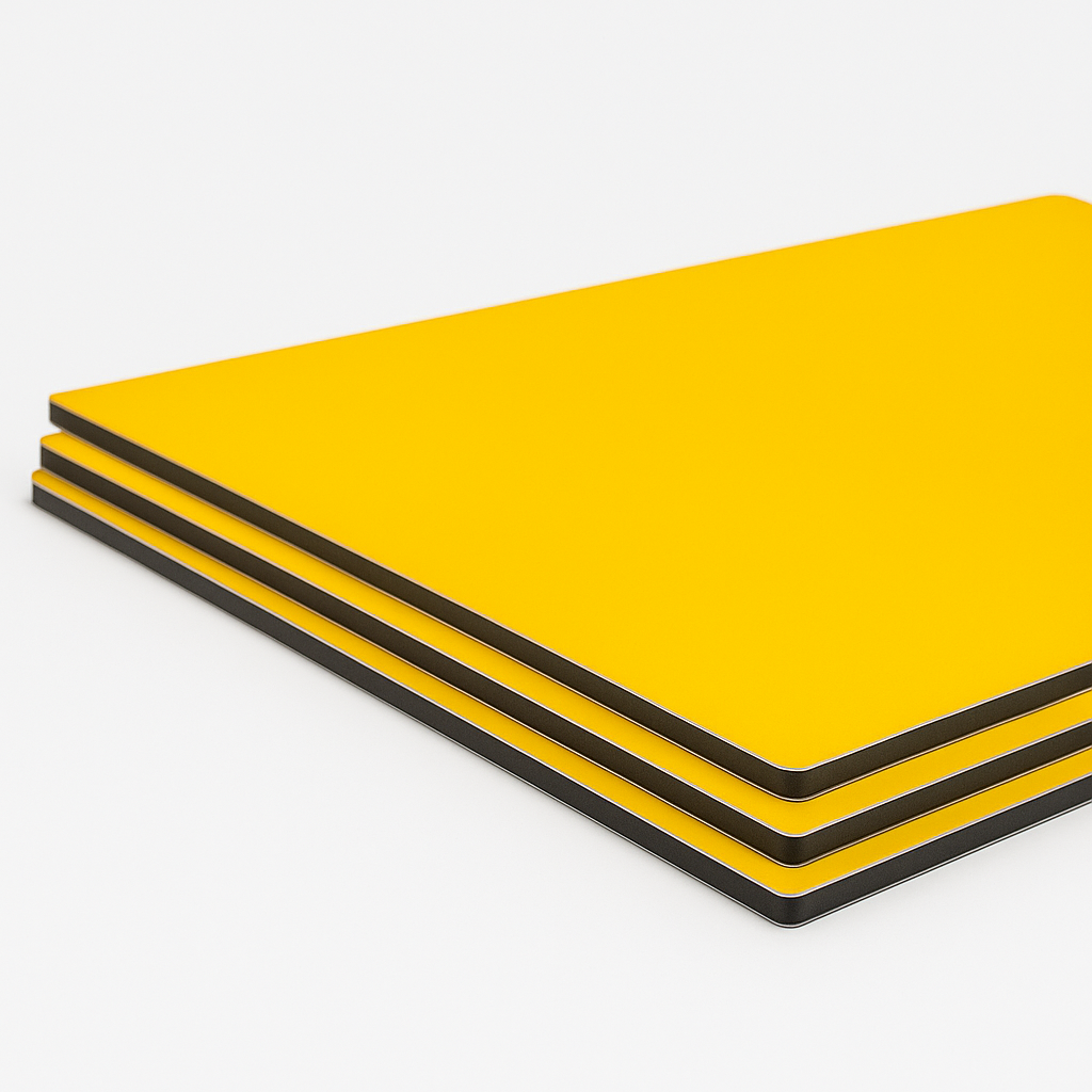 ALUMINIO COMPUESTO ALUKOMP AMARILLO BRILLANTE PE 3MM/0.18MM 1.22X2.44 MTS