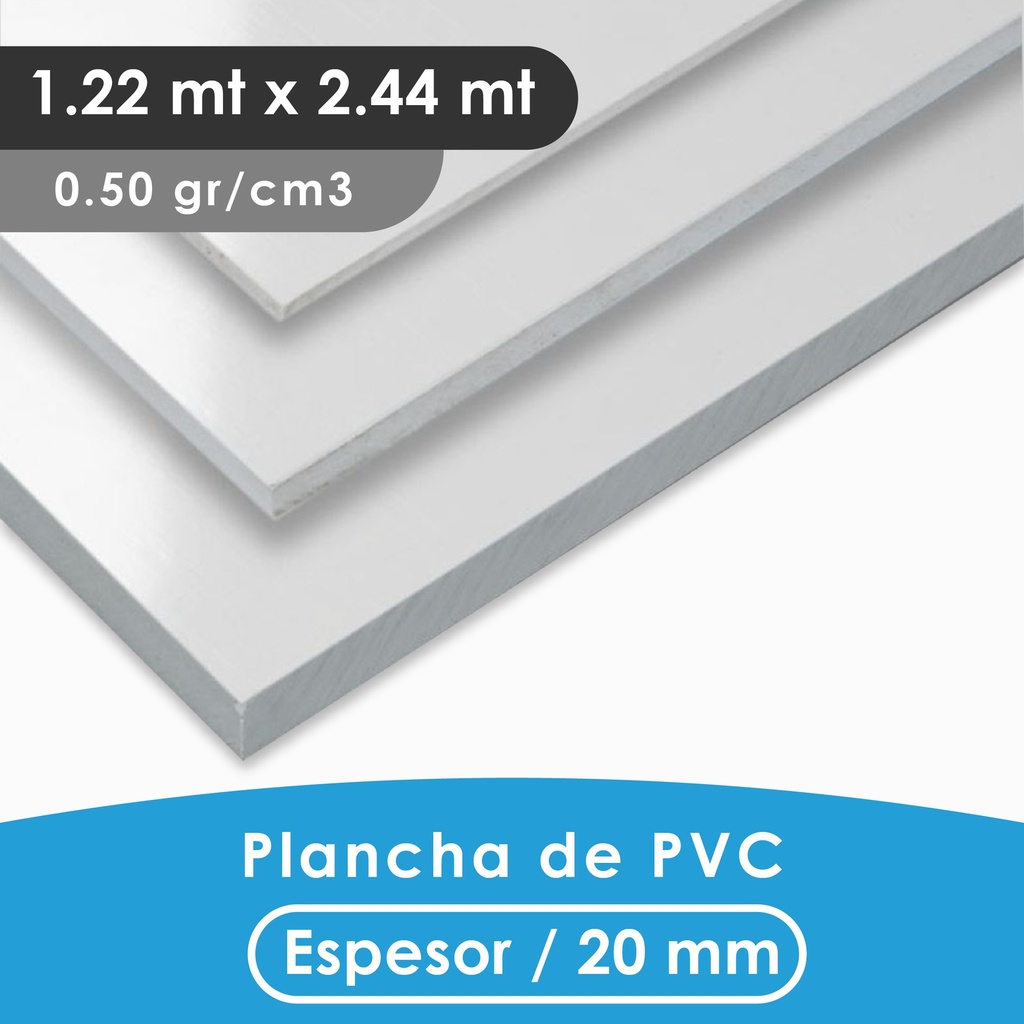 PLANCHA PVC MGRAF TIPO TROVICEL BLANCA 20MM 0.50 DENSIDAD 1.22X2.44 MTS