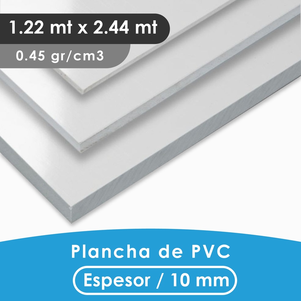 PLANCHA PVC MGRAF TIPO TROVICEL BLANCA 10MM 0.45 DENSIDAD 1.22X2.44 MTS