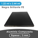 ALUMINIO COMPUESTO ALUKOMP NEGRO BRILLANTE PE 3MM/ 0.18-0.15 /  1.22X2.44 MTS