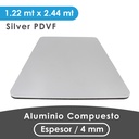 ALUMINIO COMPUESTO ALUKOMP FLASH SILVER PVDF 4MM /0.50MM 1.22X2.44 MTS