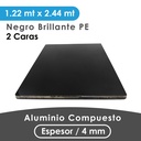 ALUMINIO COMPUESTO ALUKOMP NEGRO AMBOS LADOS BRILLANTE PE 4MM/ 0.18-0.18 / 1.22X2.44 MTS