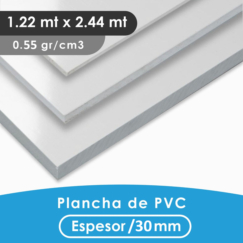 PLANCHA PVC MGRAF TIPO TROVICEL BLANCA 30MM 0.55 DENSIDAD 1.22X2.44 MTS