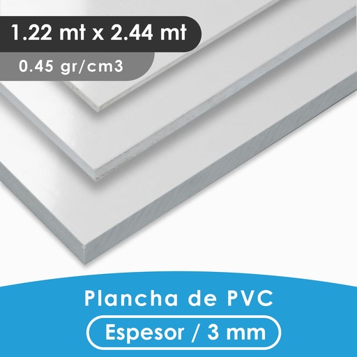 [401100110003] PLANCHA PVC MGRAF TIPO TROVICEL BLANCA 3MM 0.45 DENSIDAD 1.22X2.44 MTS