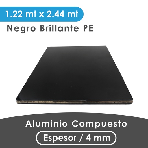 [406030129258] ALUMINIO COMPUESTO ALUKOMP NEGRO BRILLANTE PE 4MM/ 0.18-0.15 / 1.22X2.44 MTS