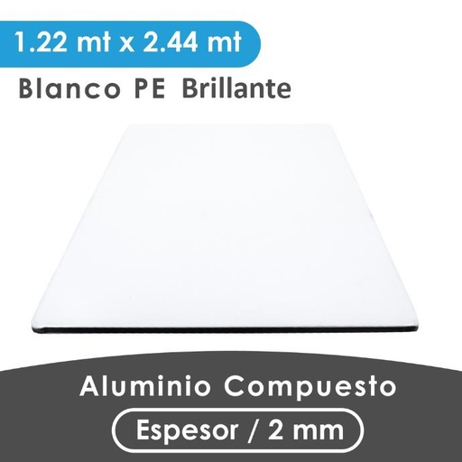 [407000018002] ALUMINIO COMPUESTO ALUKOMP BLANCO BRILLANTE PE 2MM/ 0.15-0.15/  1.22X2.44 MTS
