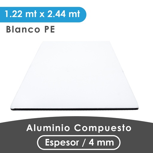 [407000018004] ALUMINIO COMPUESTO ALUKOMP BLANCO BRILLANTE PE 4MM/ 0.18-0.18 /1.22X2.44 MTS