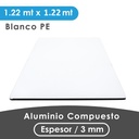 ALUMINIO COMPUESTO ALUKOMP BLANCO BRILLANTE PE 3MM/0.18MM MITAD 1.22X1.22 MTS