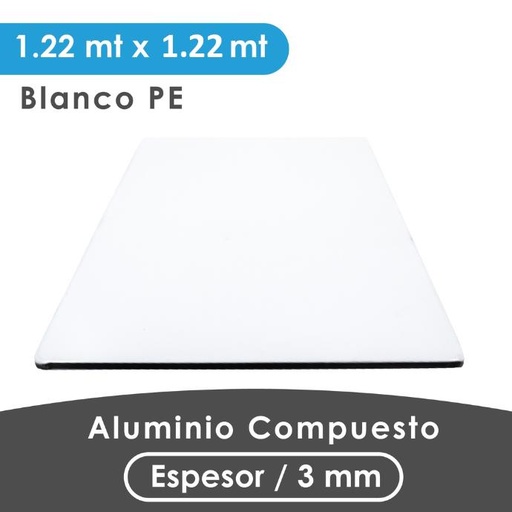 [407001180004] ALUMINIO COMPUESTO ALUKOMP BLANCO BRILLANTE PE 3MM/0.18MM MITAD 1.22X1.22 MTS
