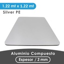 ALUMINIO COMPUESTO ALUKOMP FLASH SILVER PE 2MM/0.18 MM MITAD 1.22X1.22 MTS