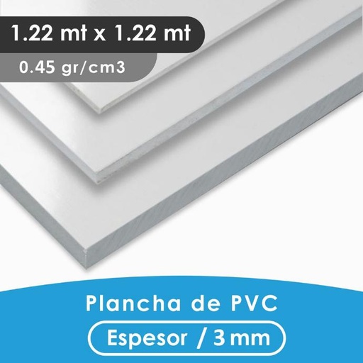 [401221220453] PLANCHA PVC MGRAF TIPO TROVICEL BLANCA 3MM 0.45 DENSIDAD 1.22X1.22 MTS