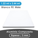 ALUMINIO COMPUESTO ALUKOMP BLANCO MATTE PE 3MM/ 0.18-0.15 / 1.22X2.44 MTS