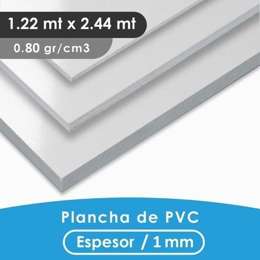 [401105500001] PLANCHA PVC MGRAF TIPO TROVICEL BLANCA 1MM 0.8 DENSIDAD 1.22X2.44 MTS