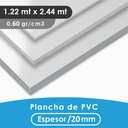 PLANCHA PVC MGRAF TIPO TROVICEL BLANCA 20MM 0.60 DENSIDAD 1.22X2.44 MTS