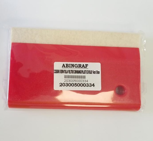 [203005000334] ACCESORIO ESPATULA FIELTRO CON MANGO PLASTICO ROJO 14cm X 9cm